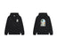 Drôle de Monsieur Black Tropical Arch Window and Parrot Graphic Print Heavyweight Fleece-Lined Drawstring Hoodie