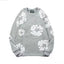 "Denim Tears" Grey Floral Pattern Full-Zip Hoodie