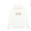 Drôle de Monsieur White Orange Logo and Light Blue Striped Box Graphic Print Heavyweight Fleece-Lined Drawstring Hoodie