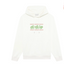 Drôle de Monsieur White Green Embroidery Logo and Pink Striped Box Graphic Heavyweight Fleece-Lined Drawstring Hoodie