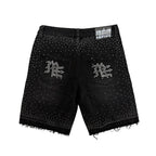 Mixed Emotions Black “ME” Rhinestone Denim Shorts