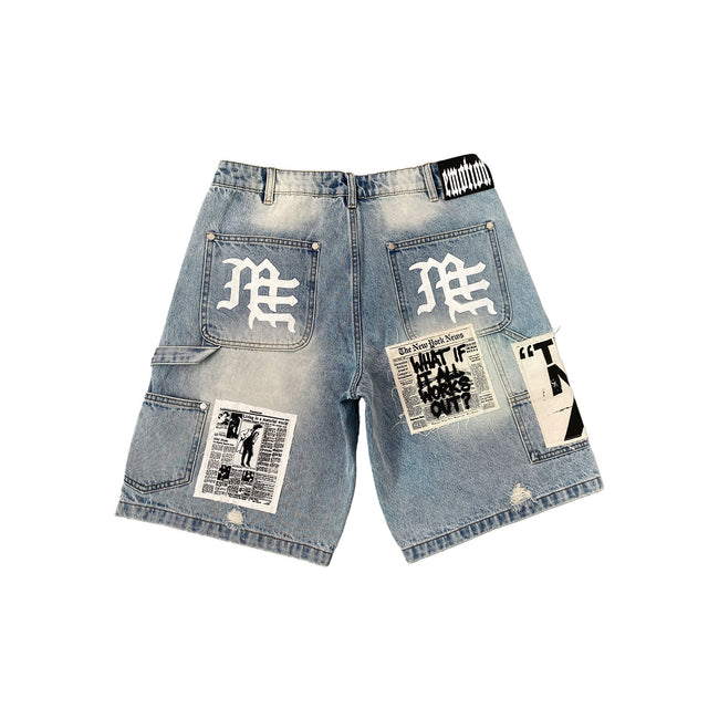 Mixed Emotions Blue “AI” Denim Shorts Main Image