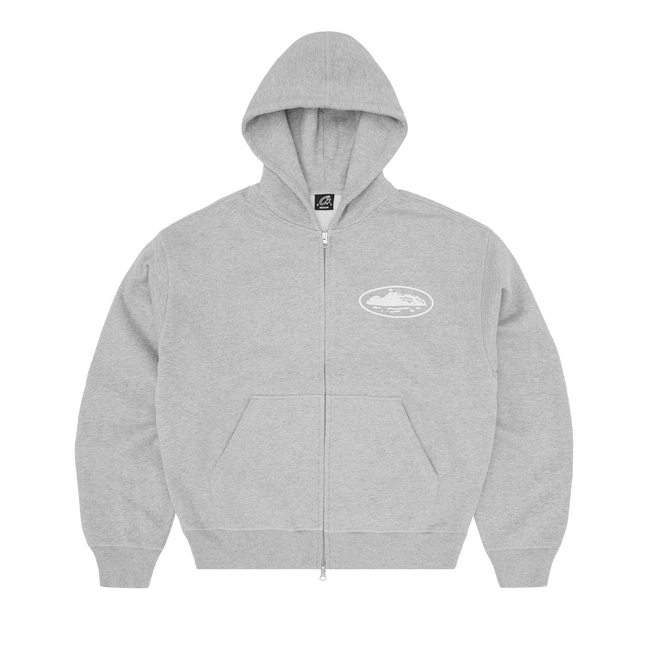 ISLAND PUFF PRINT ZIP HOODIE [HEATHER GREY] Hover Image
