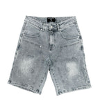 Mixed Emotions Paisley Denim Shorts Blue