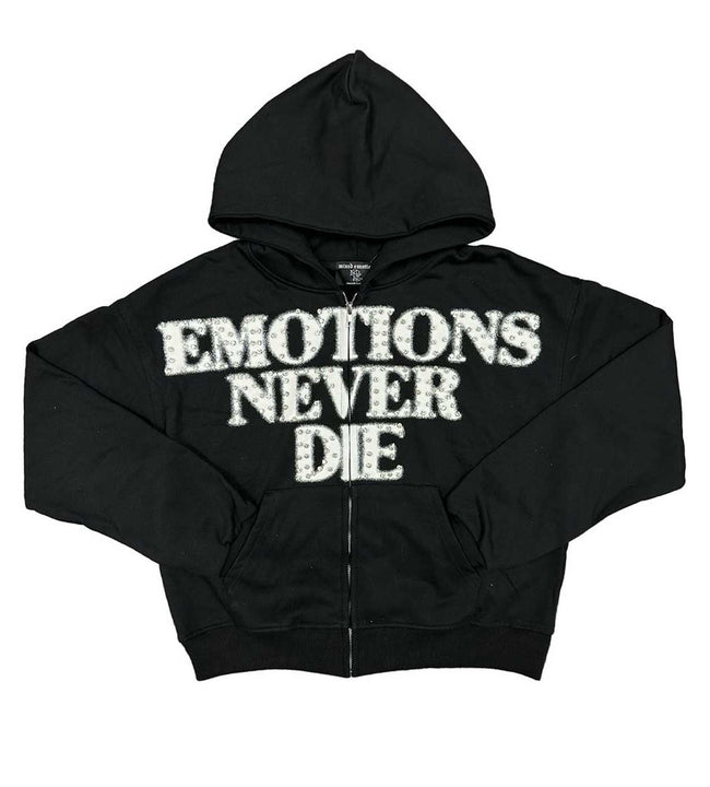 Mixed Emotions "End" Rhinestone Hoodie Black Hover Image