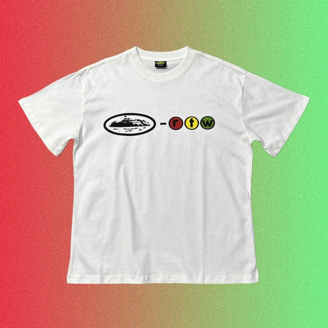 Corteiz Classic Oval Ship & RTW Logo Graphic White T-Shirt Hover Image