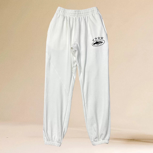 Corteiz White & Black 5-Star Alcatraz Island Logo Sweatpants Hover Image