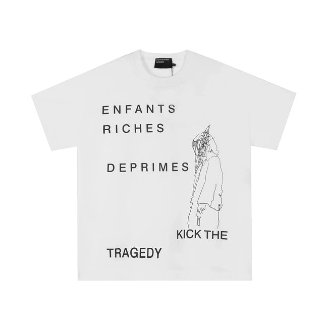 Enfants Riches Déprimés Stacked Typography & Sketch T-Shirt - White Hover Image