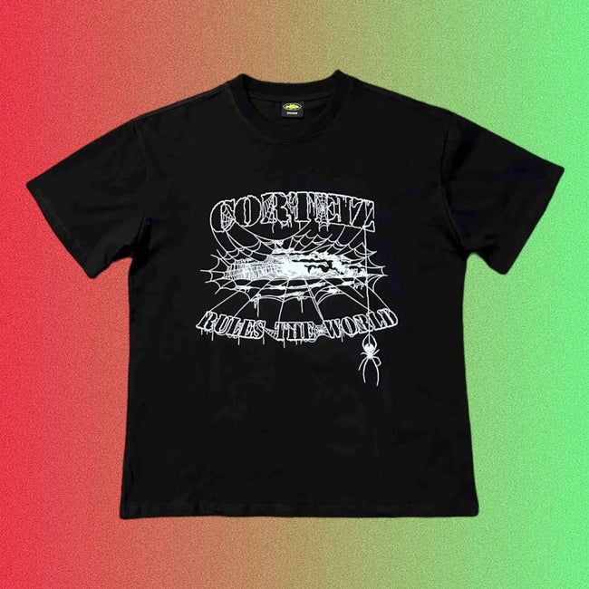 Corteiz Rules The World Graphic Black T-Shirt Hover Image