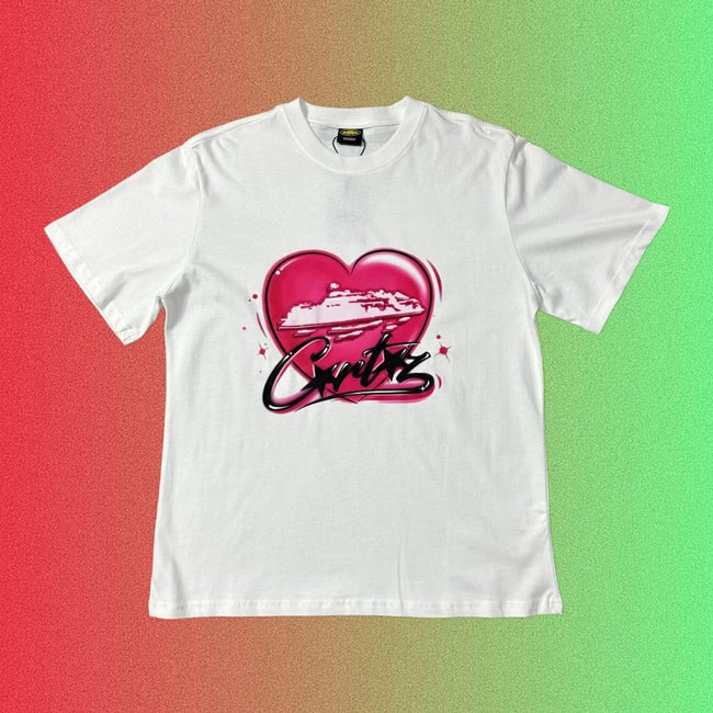 Corteiz Pink Heart Ship Logo Graphic Black T-Shirt Main Image