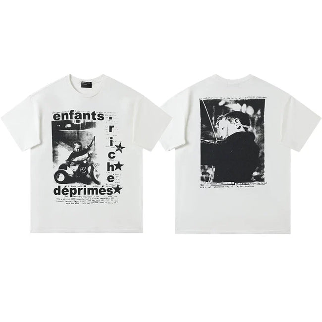 Enfants Riches Déprimés Vertical Lettering & Back Portrait T-Shirt - Cream Hover Image