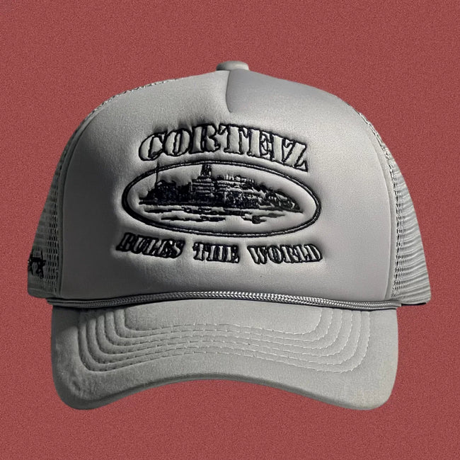 Corteiz Classic Oval Ship Logo Trucker Hat - Grey Hover Image