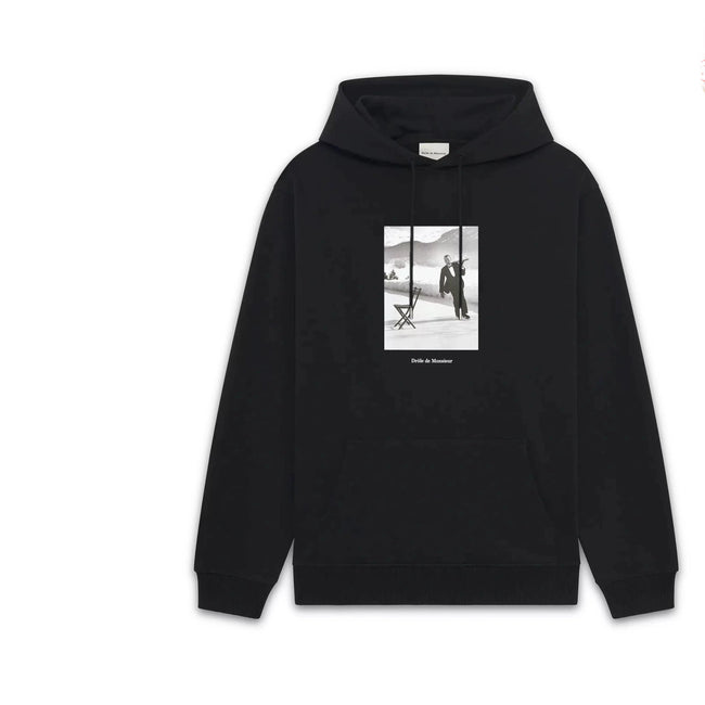 Drôle de Monsieur Black Vintage Photography Graphic Print Heavyweight Drawstring Hoodie Hover Image