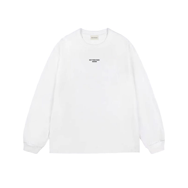 Drôle de Monsieur White Minimalist Logo Long Sleeve Crewneck Sweatshirt Hover Image