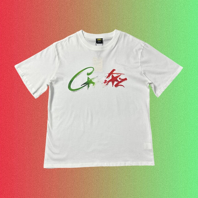 Corteiz Script Logo Green and Red Black T-Shirt Main Image