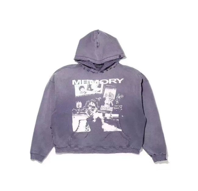 Enfants Riches Déprimés "Memory" Graphic Collage Hoodie - Washed Dark Grey Hover Image