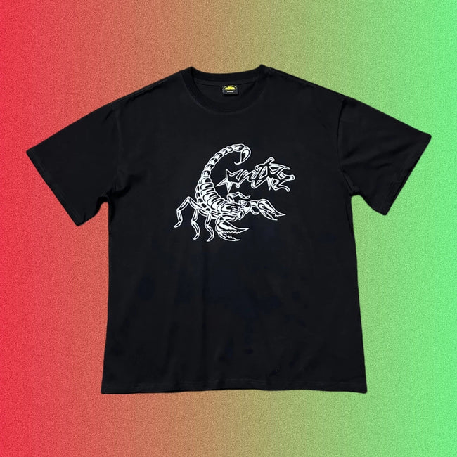 Corteiz Scorpion & Star Script Logo Graphic Black T-Shirt Hover Image