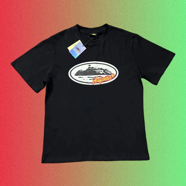 Corteiz Island Authentic Logo Graphic Black T-Shirt Hover Image