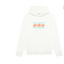 Drôle de Monsieur White Orange Logo and Blue Striped Box Graphic Print Heavyweight Fleece-Lined Drawstring Hoodie