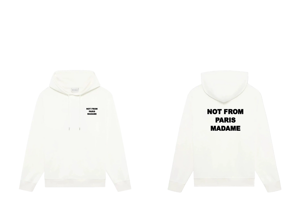Drôle de Monsieur White Slogan Print Heavyweight Hoodie