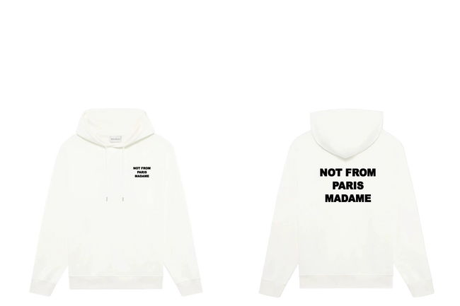 Drôle de Monsieur White Slogan Print Heavyweight Hoodie Hover Image