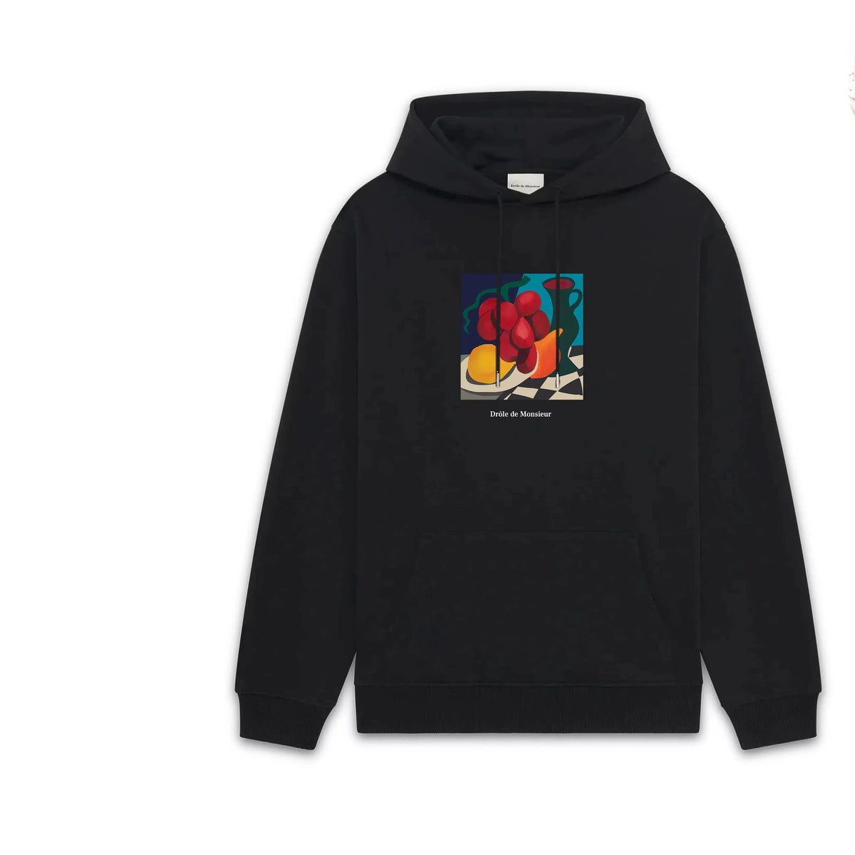 Drôle de Monsieur Black Still Life Fruit Oil Painting Graphic Print Heavyweight Drawstring Hoodie