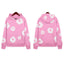 "Denim Tears" Pink Floral Pattern Full-Zip Hoodie