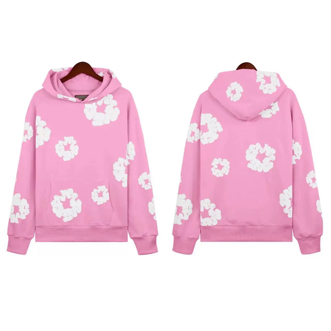 "Denim Tears" Pink Floral Pattern Full-Zip Hoodie Hover Image