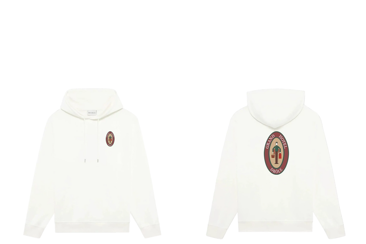 Drôle de Monsieur White Oval Crest Graphic Heavyweight Hoodie