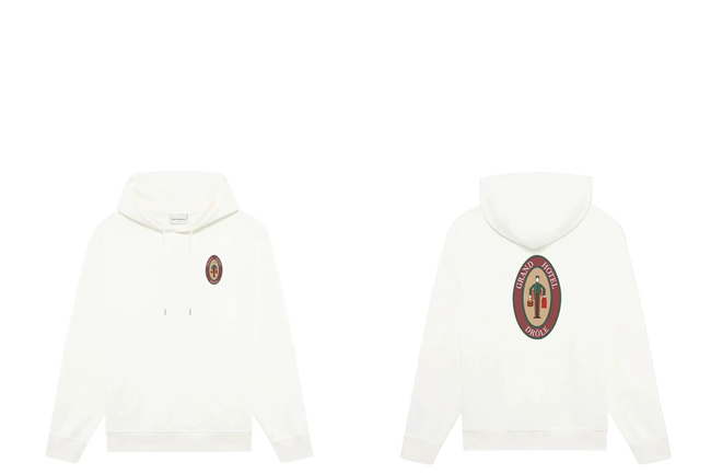 Drôle de Monsieur White Oval Crest Graphic Heavyweight Hoodie Hover Image