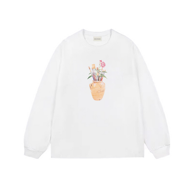 Drôle de Monsieur White Vase & Brushes Graphic Print Long Sleeve Crewneck Sweatshirt Hover Image