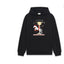 Drôle de Monsieur Black Champagne Glass and Jumping Horse Graphic Print Heavyweight 420g Fleece-Lined Drawstring Hoodie