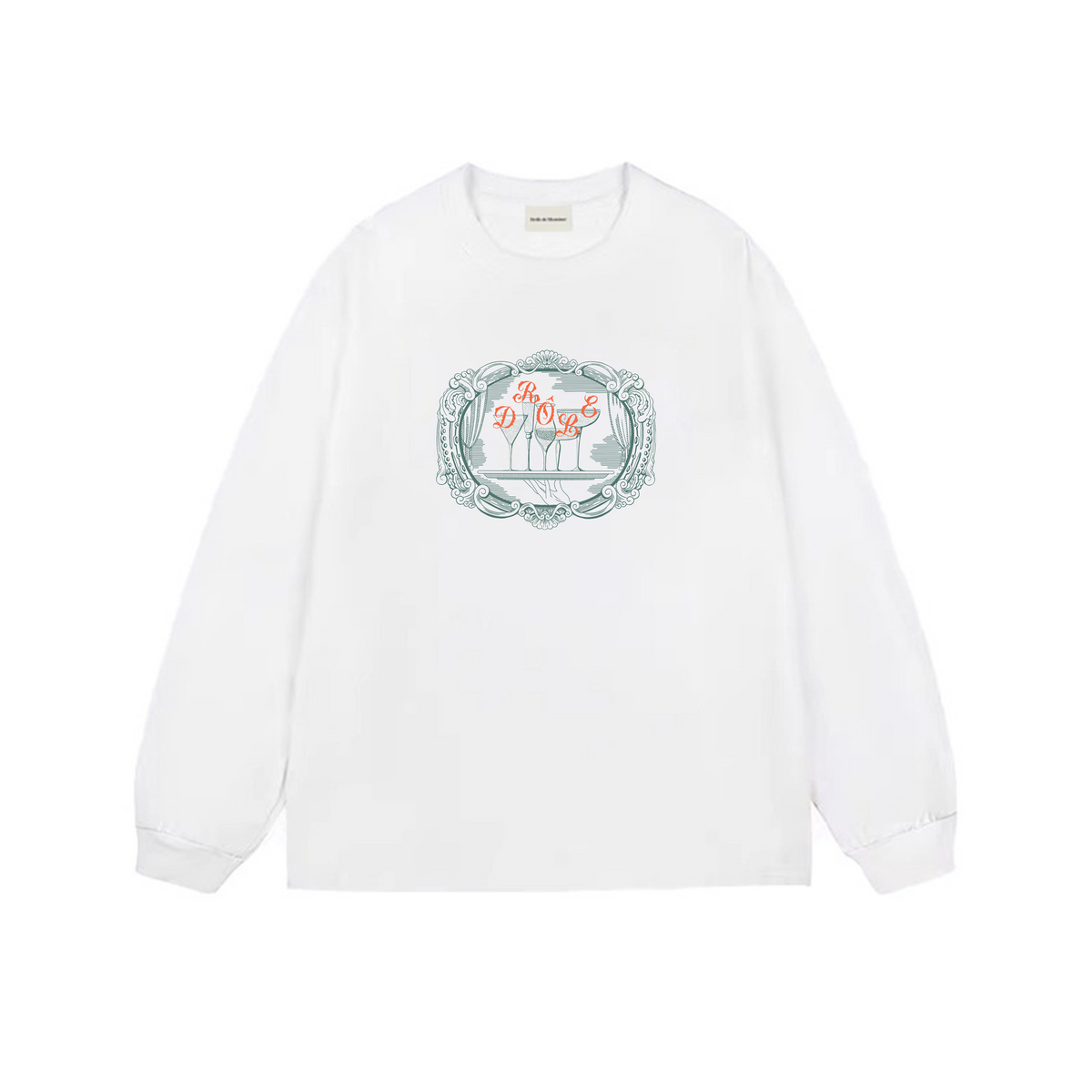 Drôle de Monsieur White Art Print Long Sleeve Crewneck Sweatshirt