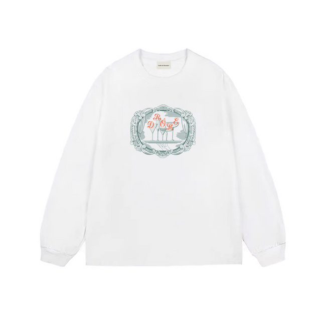 Drôle de Monsieur White Art Print Long Sleeve Crewneck Sweatshirt Hover Image