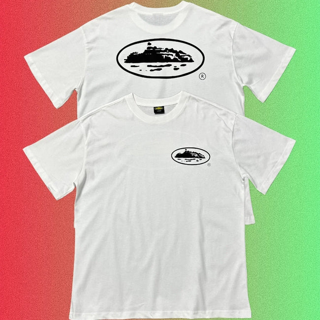 Corteiz Classic Oval Ship Logo Small Front & Large Back Print Black T-Shirt Main Image