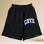 Corteiz Black & Lavender CRTZ Arch Logo Shorts