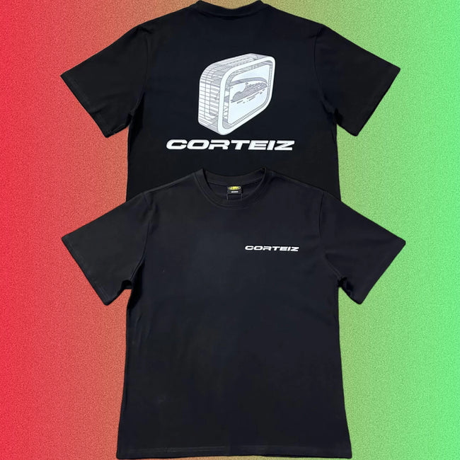 Corteiz 3D Retro Mac Computer Monitor Graphic Black T-Shirt (Front & Back Print) Hover Image