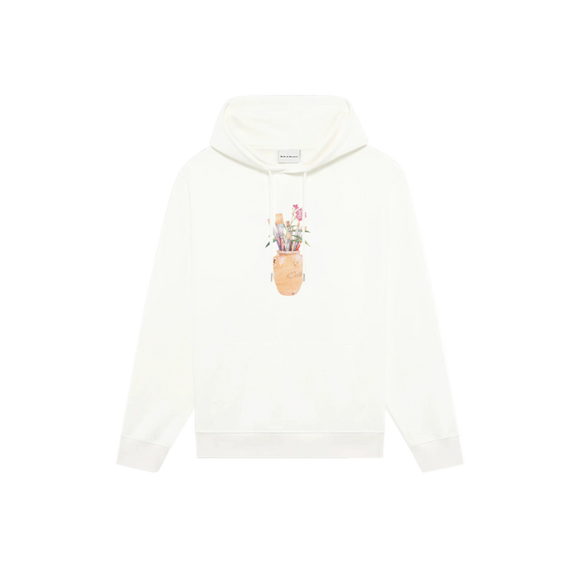 Drôle de Monsieur White Hand Floral Graphic Heavyweight Fleece-Lined Drawstring Hoodie Hover Image