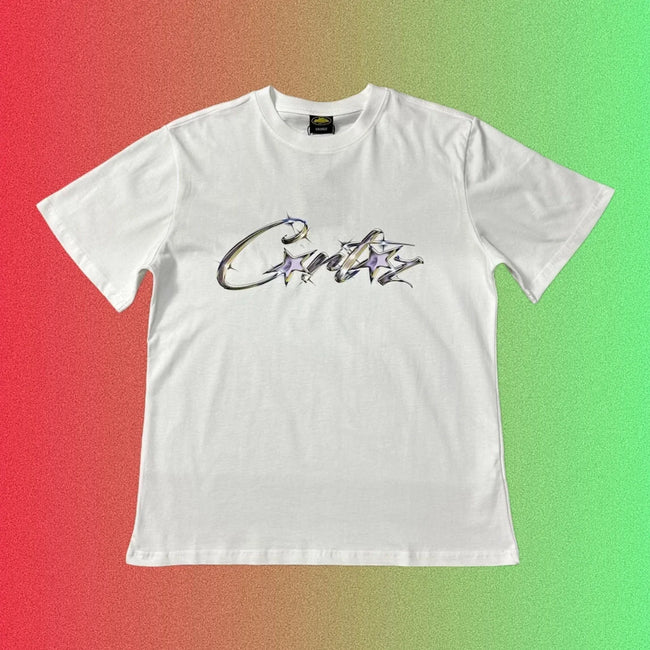 Corteiz Blue Script Logo Graphic Black T-Shirt Main Image