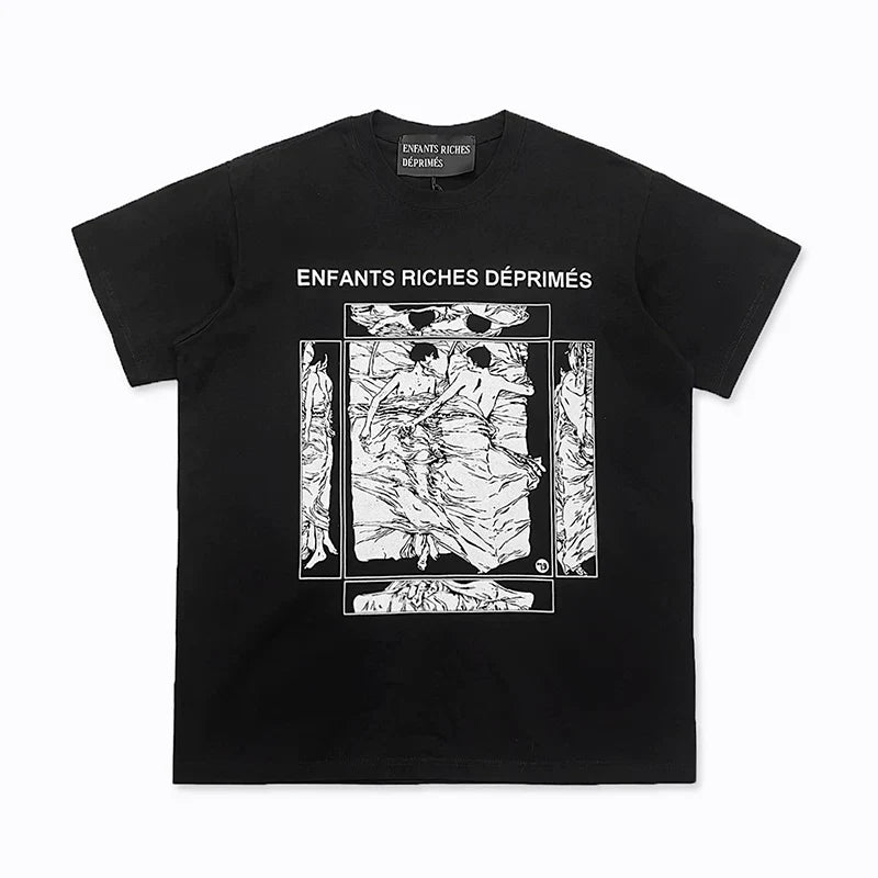 Enfants Riches Déprimés Typography & Vintage Print Illustration T-Shirt - Black