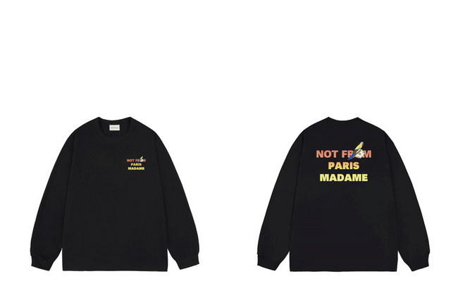 Drôle de Monsieur Black Colorful "Not From Paris Madame" Graphic Print Long Sleeve Crewneck Sweatshirt Hover Image