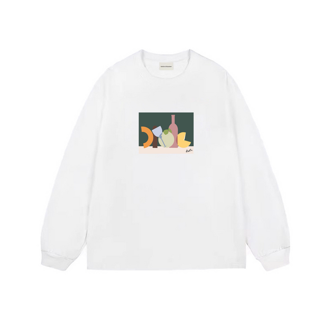 Drôle de Monsieur White Abstract Still Life Graphic Print Long Sleeve Crewneck Sweatshirt Hover Image