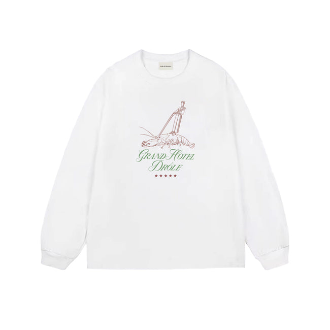 Drôle de Monsieur White Graphic Print Long Sleeve Crewneck Sweatshirt Hover Image