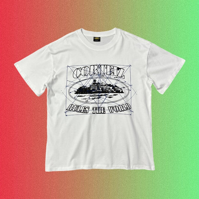Corteiz Rules The World Blueprint Graphic Black T-Shirt Main Image