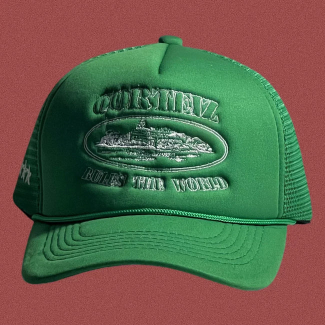 Corteiz Classic Oval Ship Logo Trucker Hat - Green Hover Image