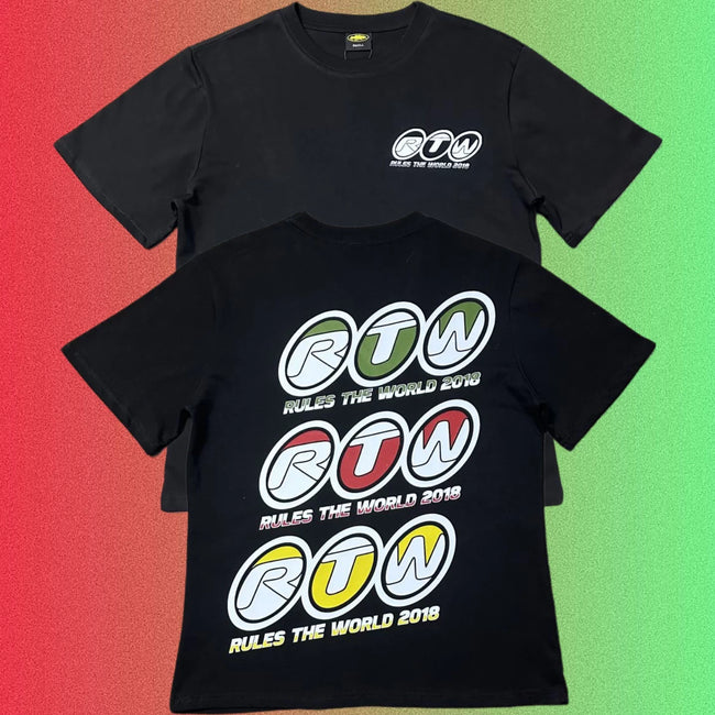 Corteiz Arch Logo Yellow Typography Black T-Shirt Main Image
