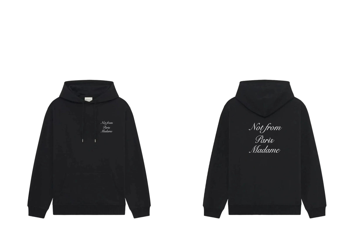 Drôle de Monsieur Black Cursive Script Slogan Heavyweight Hoodie