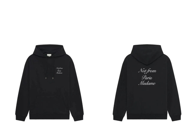 Drôle de Monsieur Black Cursive Script Slogan Heavyweight Hoodie Hover Image