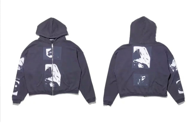 Enfants Riches Déprimés Offset Box Graphic Zip-Up Hoodie - Washed Black Hover Image