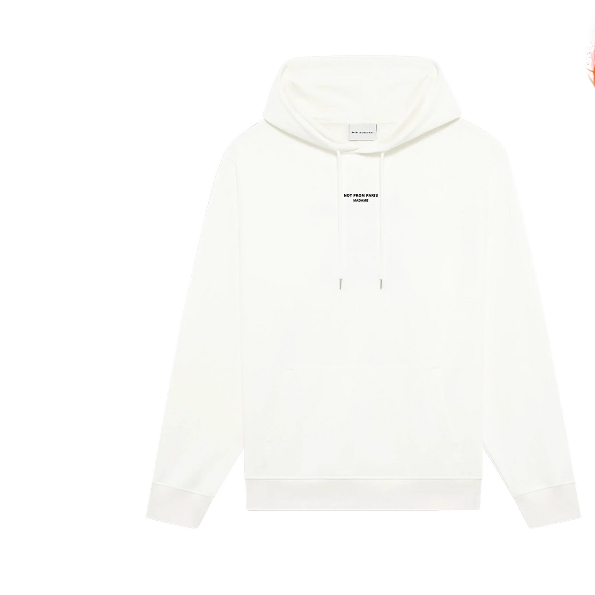 Drôle de Monsieur White "Not From Paris Madame" Logo Print Heavyweight Drawstring Hoodie